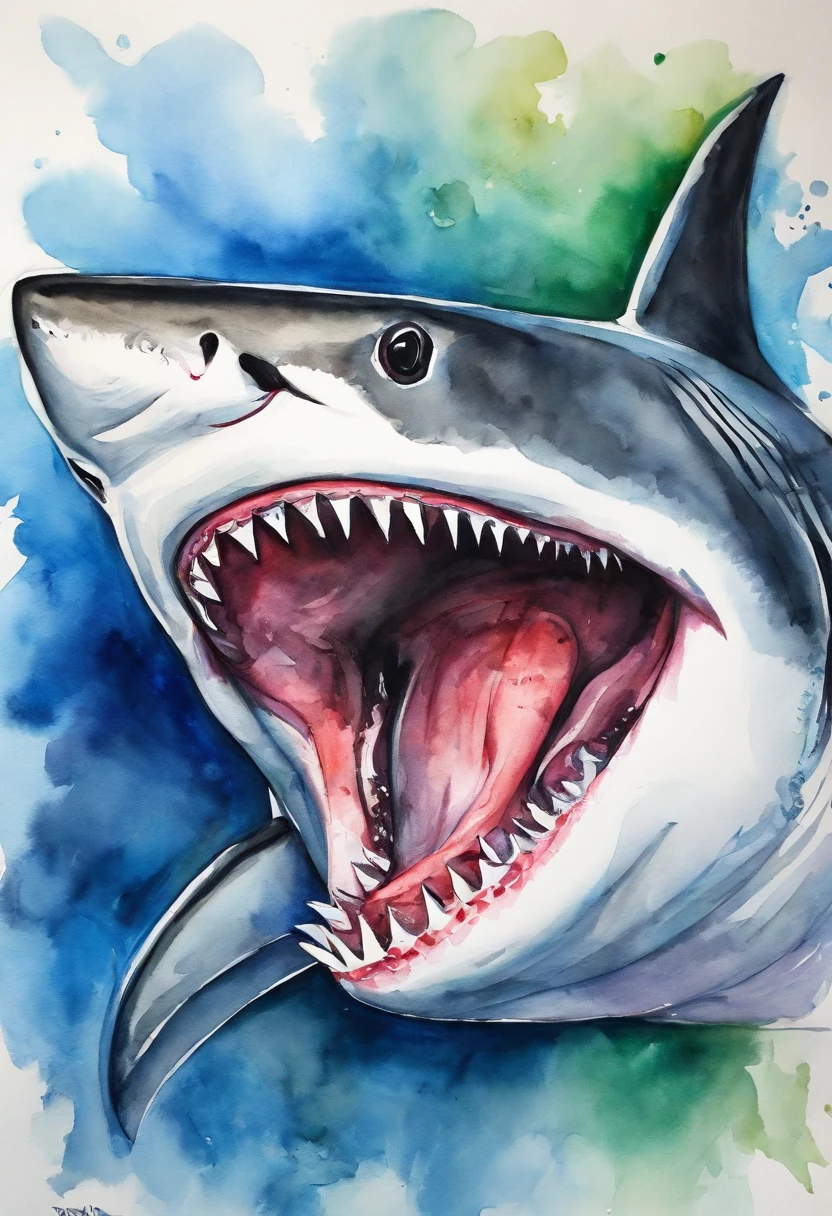 Shark with open mouth，Sharp teeth，