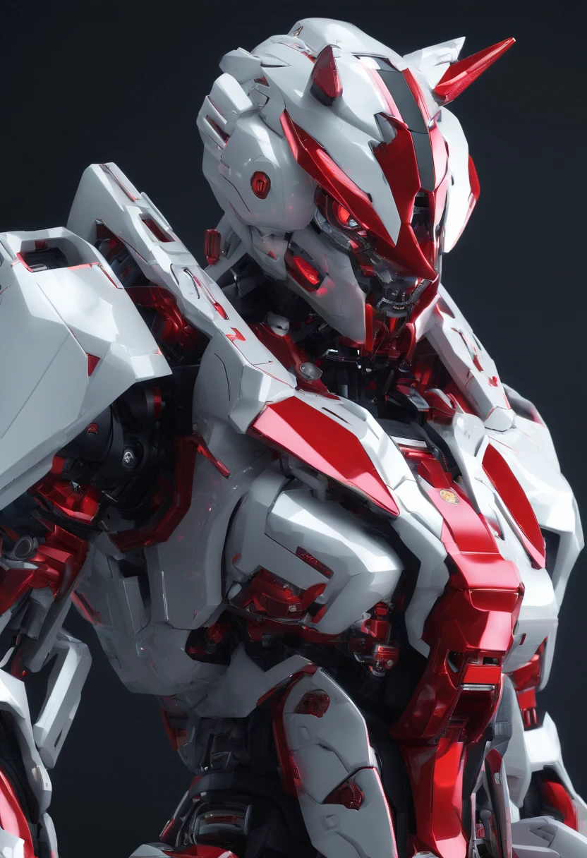 Gundam Mech , Feminine body line,Light equipment,Delicate structure,Science fiction, Front view,Combat stance,Coming to the viewer,Fighting figure, Sense of technology, C4D, OC Renderer, Unreal Engine, high detailing, industrial design, 8K HD, studio lights,Futuristic city night view background(Best Quality,4K,High resolution), Metallic Color:red and white,Pupillary luminescence,Cat-motif design,Feminine body line,Feminine body design parts,Patlabor