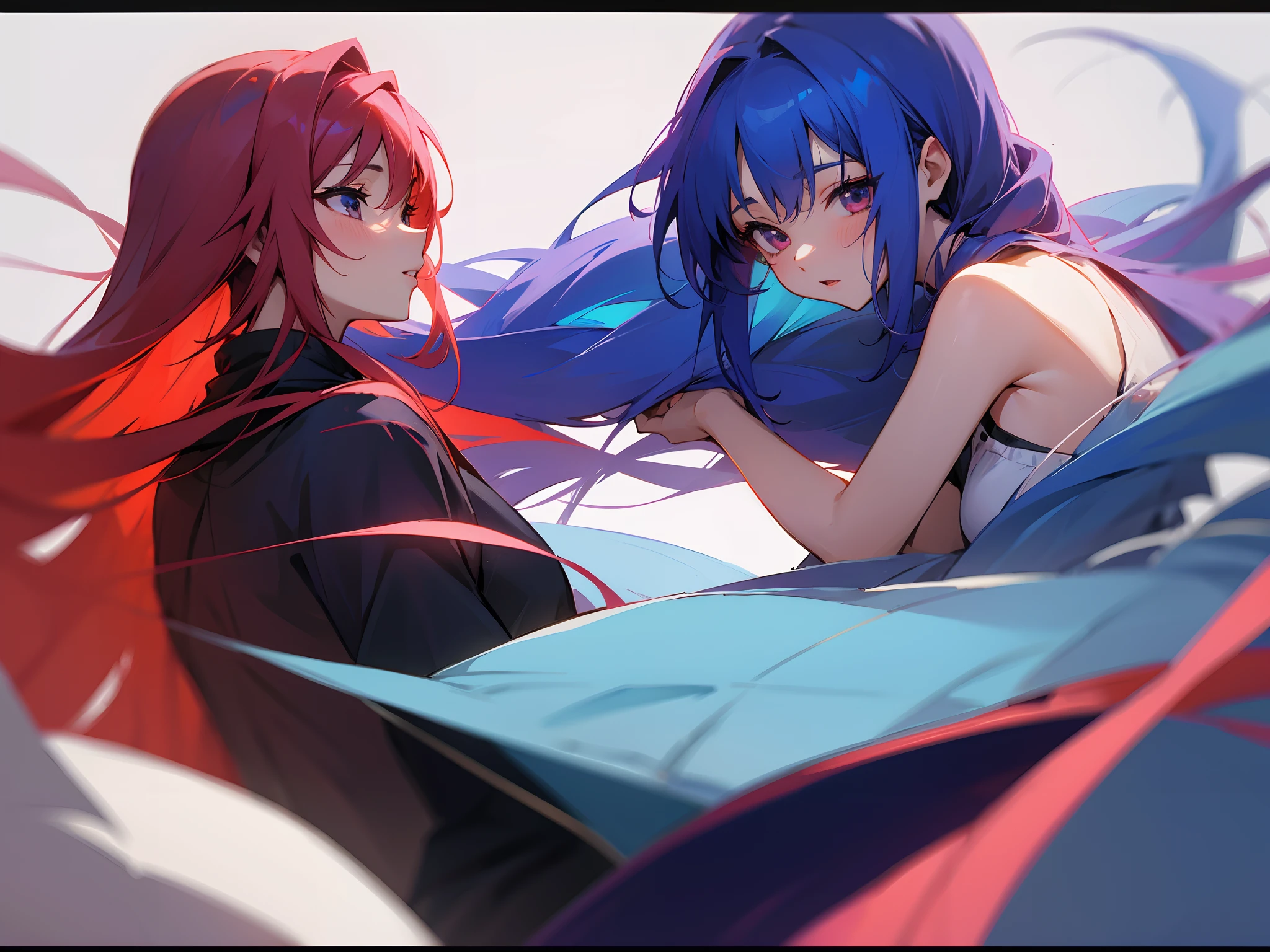 [Anime 1.5], [Girls 1.5], [Yuri 1.5], Anime girls, yuri, crimson hair and blue hair