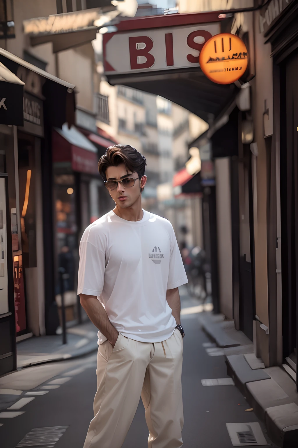 Paris Street raod handsome boy ultra 4k -4v