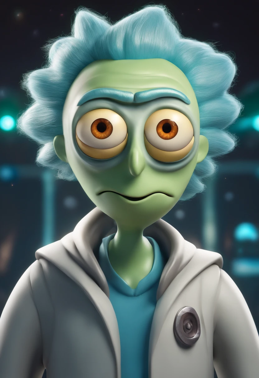 (melhor qualidade:1.2,ultra-detalhado,Realistic:1.37),desenho do personagem de Rick and Morty no estilo de arte do universo de Rick and Morty,alta resolução,profissional,retrato,anime,vivid colors,Physically-based rendering,detailed facial features,foco nítido,good-natured expression,cabelo estilizado,fundo do universo,portal dimensional,Humorous props,scientific fiction,studio lighting,Bokeh