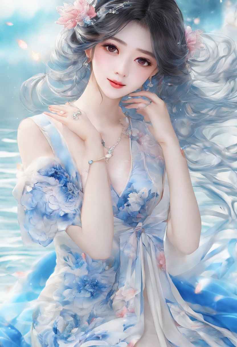 (From the outside) , many color,Best quality at best,8K,real photograph,Delicate skin details,tmasterpiece,photograph of-realistic,Complicated details,RAW photogr,on the garden,ssmile,florals,Gorgeous cheongsam,Extra-long hair,cropped shoulders,delicated face,Expose cleavage,decorations,Perfect Finger,Dissection is correct,shiny skins