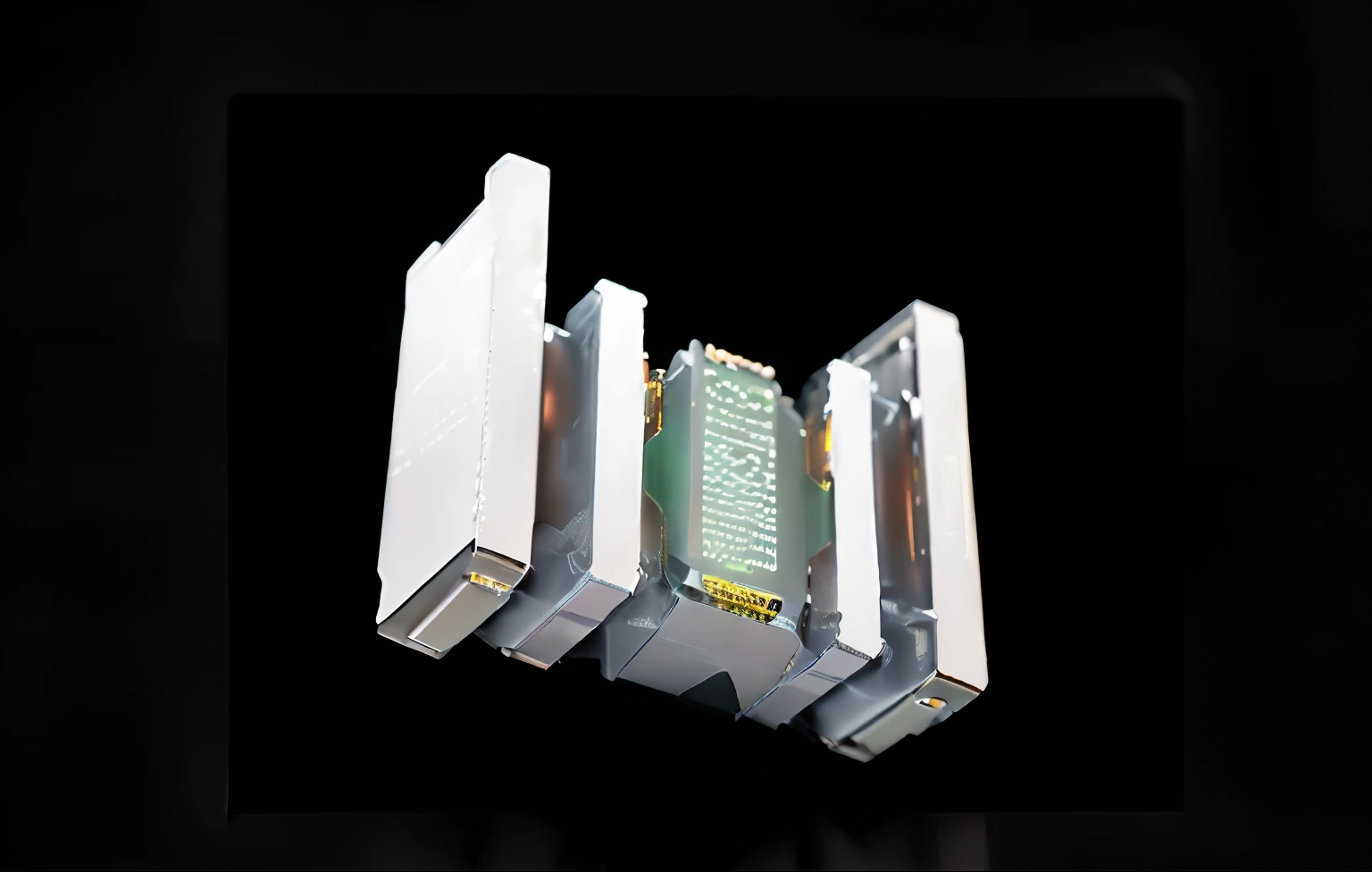 (best quality,highres,masterpiece:1.2),ultra-detailed,sharp focus,physically-based rendering,professional,vivid colors,bokeh,close-up of a green smartphone with a lit green light emitting from the center,product rendering,3D product rendering,bright vibrant green laser made from laser beams,green steampunk laser,illumination from a dramatic lighting effect,beautiful volumetric light,high-capacity battery,packaging lens,laser used for illumination,product design rendering,light-up laser,laser battery,green matrix lights.