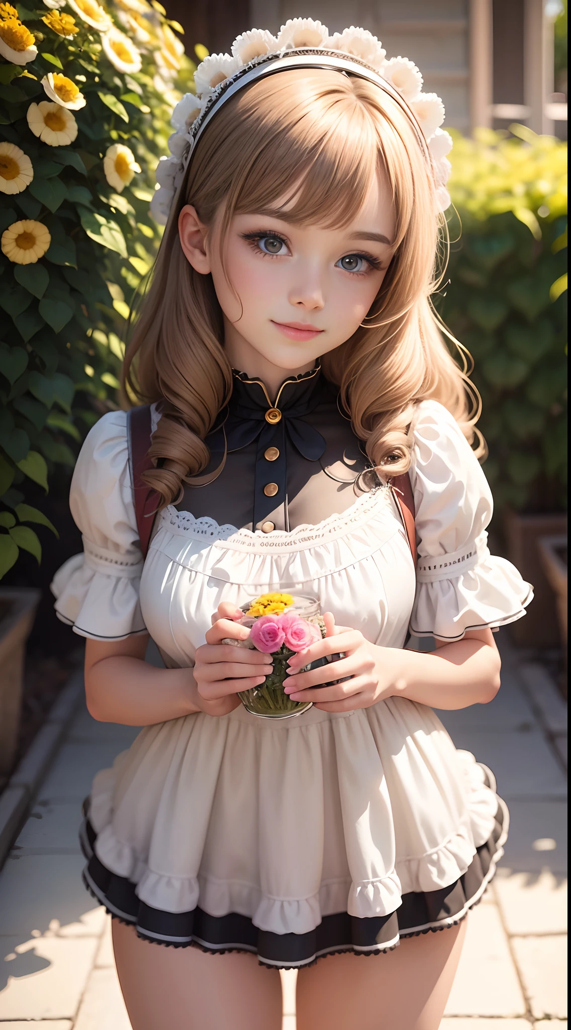 Girl in rabbit costume, Has beautiful and delicate eyes, beautiful detailed lips, and extremely detailed faces, Long eyelashes. She stands in a colorful garden,The garden is full of flowers. The girl had a happy expression on her face,Surrounded by softness, Warm light. The image quality is the highest, With 4K resolution and ultra-detailed rendering. The colors are vivid and vibrant, Create a fun and fun atmosphere. This artwork was created using a mix of illustration and photographic techniques, Give it a unique and artistic style. The overall tone of the image is light and cheerful, With a hint of whimsy. Girls' clothes are made of soft and fluffy materials, Spice up your scene.