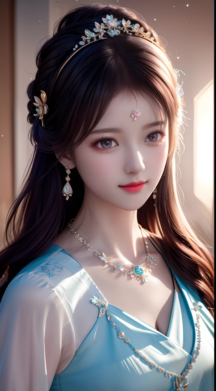 Best Quality, Masterpiece, High Resolution, 1 Girl, Porcelain Dress, Hair Accessories, Necklace, Jewelry, Beautiful Face, Physical, Tyndall Effect, Realistic, Dark Studio, Rim Lighting, Duotone Lighting, (High Detail skin: 1.2), 8k uhd, DSLR, soft light, high quality, volumetric light, sneak shot, photo, high resolution, 4k, 8k, bokeh