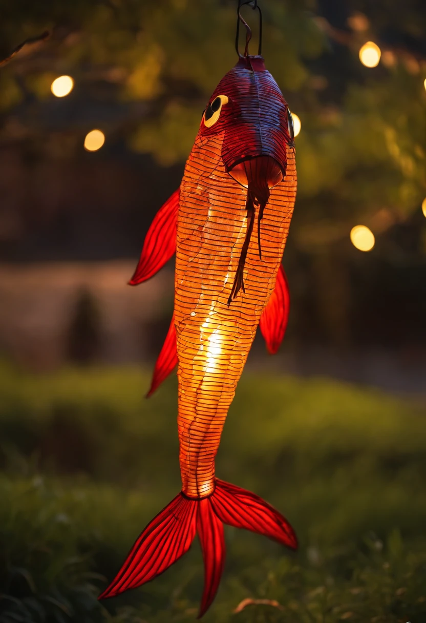 Flower lantern in the shape of a fish，lanterns，Length 2 meters，The eaves are six colors，Can be held by hand，China-style