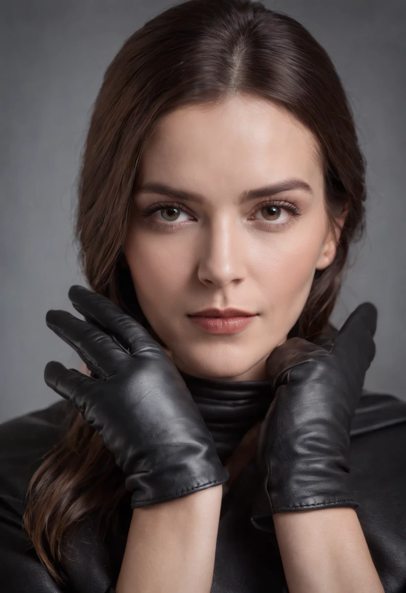Five-fingered black leather gloves、Woman in Jedi Robes