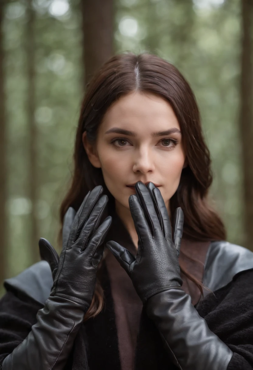 Five-fingered black leather gloves、Woman in Jedi Robes