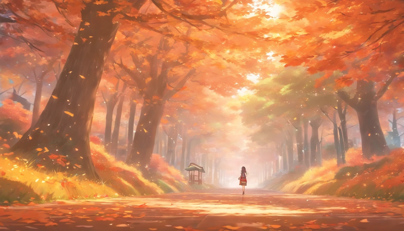 China-style,Ultra-wide angle of view,Beautiful view of autumn,school ground,Wagas,Cloud fog,fall foliage,Fallen leaves all over the ground,Tyndall rays,oc rendered,high qulity,8K,super-fine,Hyper-realistic,Ultra photo realsisim,35mm camera lens,ultra - detailed