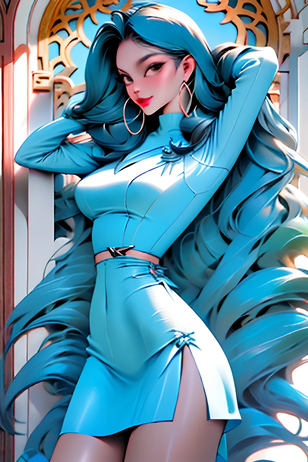 obra-prima, melhor qualidade, highres, 1girl, solo, cabelo preto, faixa de cabelo, cinto, cabelo curto, vestido, olhos azuis, coque de cabelo, faixa de cabelo verde, cega, roupas chinesas sexy, coque de cabelo, vestido verde, decote, mangas curtas, ombros despidos pelvis curtain, parque, corrida, peito pontudo, decote, NSFW