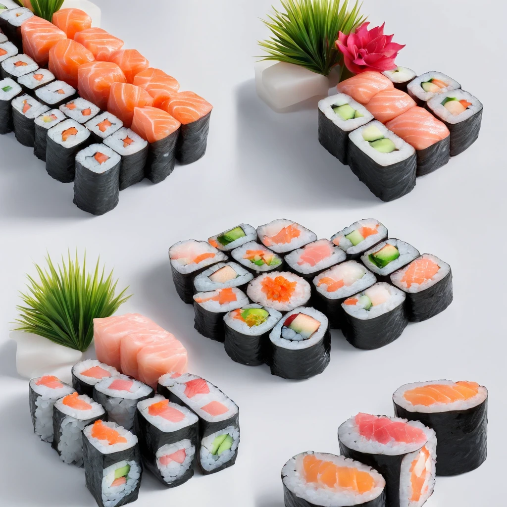 sushi,Juicy,delicacy,thermography,promo photo,Complicated details,hdr,The is very detailed,Diffuse reflections illuminate ultra-detail, (Complexity, detail, Ultra detail super-detailing), Cinematic, Hyperrealistic