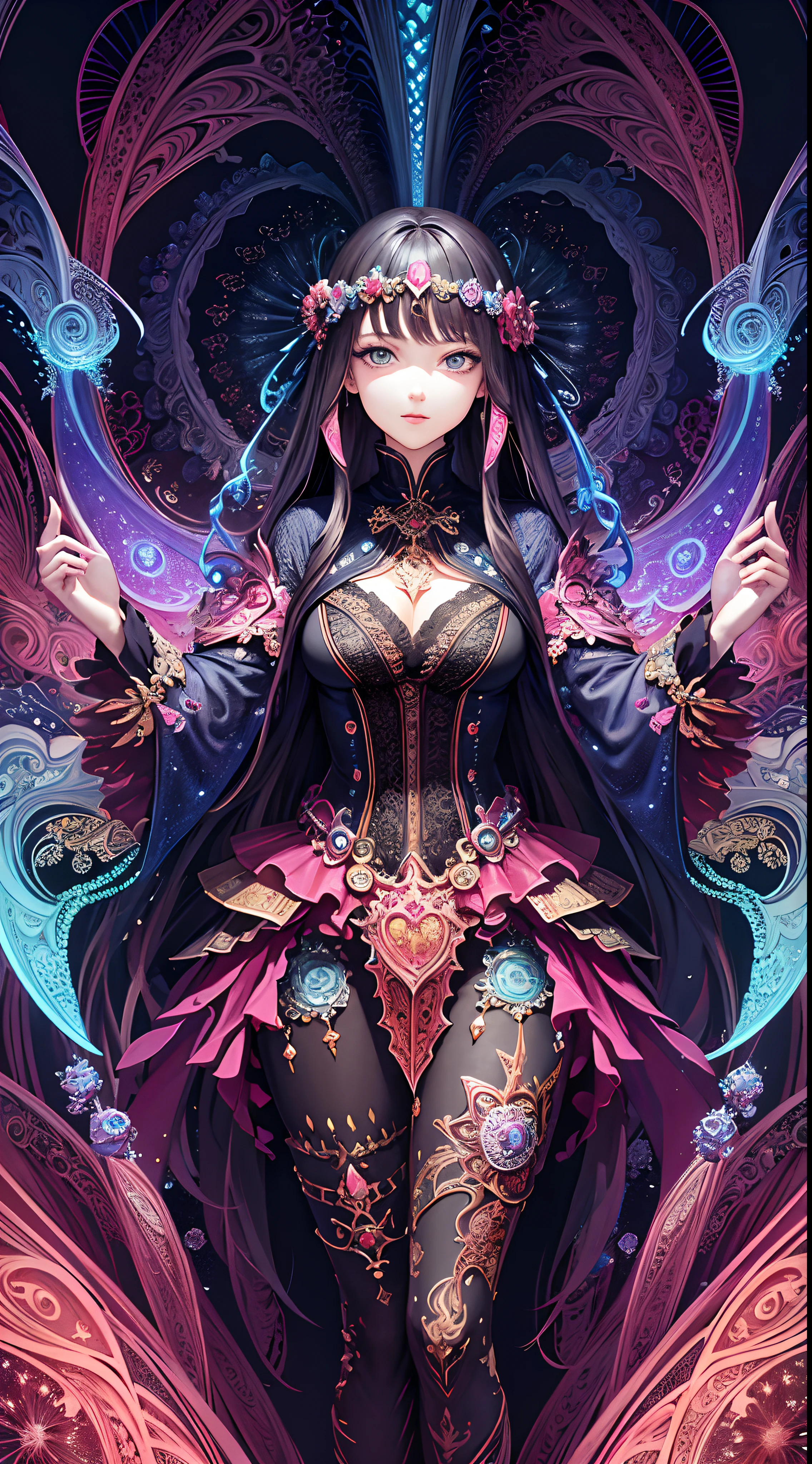 (masterpiece, top quality, best quality, official art, beautiful and aesthetic:1.2), (1girl), extreme detailed,(fractal art:1.3),colorful,highest detailed