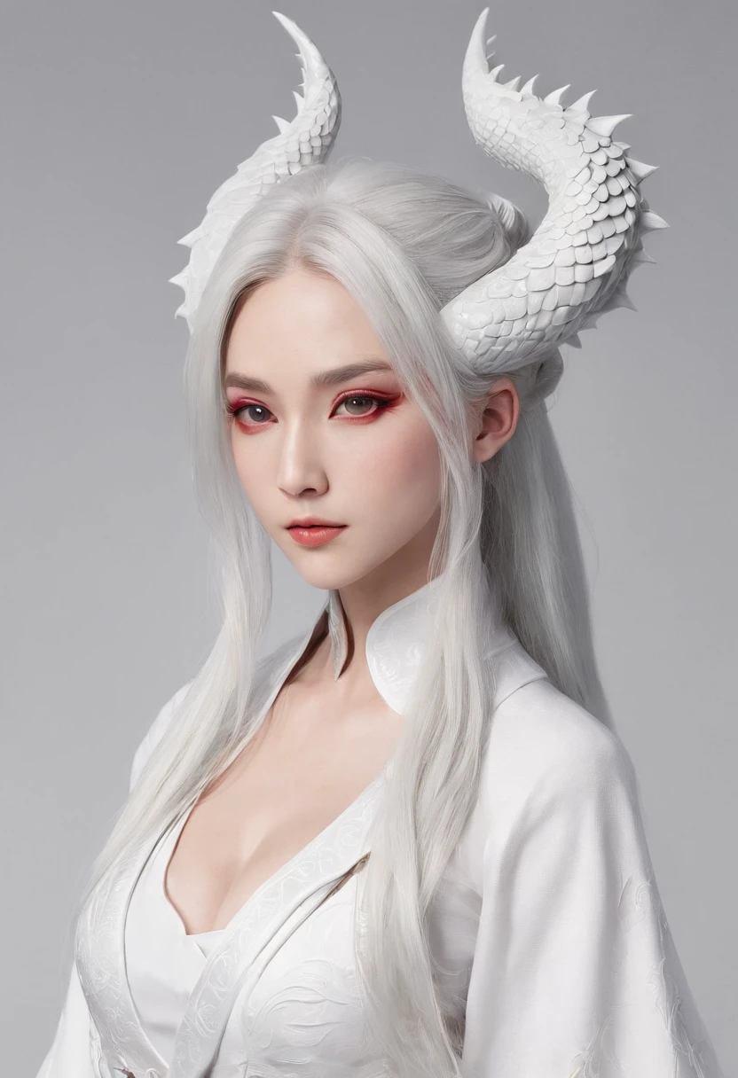 a close up of a woman with horns and a white shirt, artwork in the style of guweiz, trending on cgstation, guweiz, tifa lockhart with white hair, ig model | artgerm, beautiful alluring anime woman, anime girl cosplay, white haired deity, photorealistic anime girl render, ross tran 8 k, girl with white hair and tips of hair Green Walter, and Ponytail, with lingerie