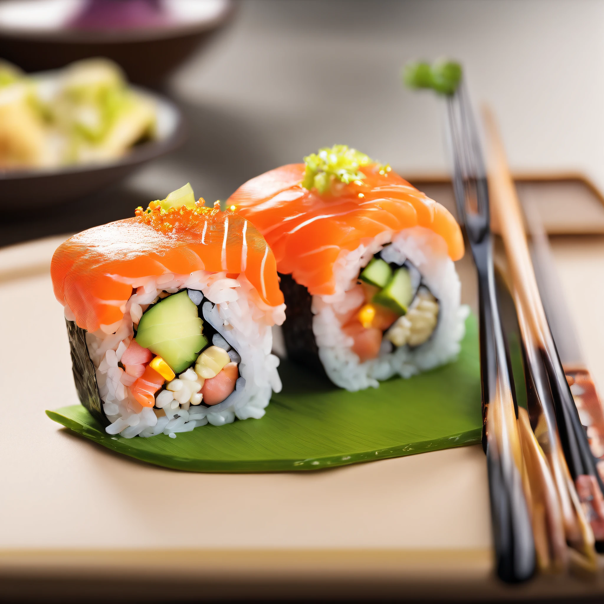 sushi,Juicy,delicacy,thermography,promo photo,Complicated details,hdr,The is very detailed,Diffuse reflections illuminate ultra-detail, (Complexity, detail, Ultra detail super-detailing), Cinematic, Hyperrealistic