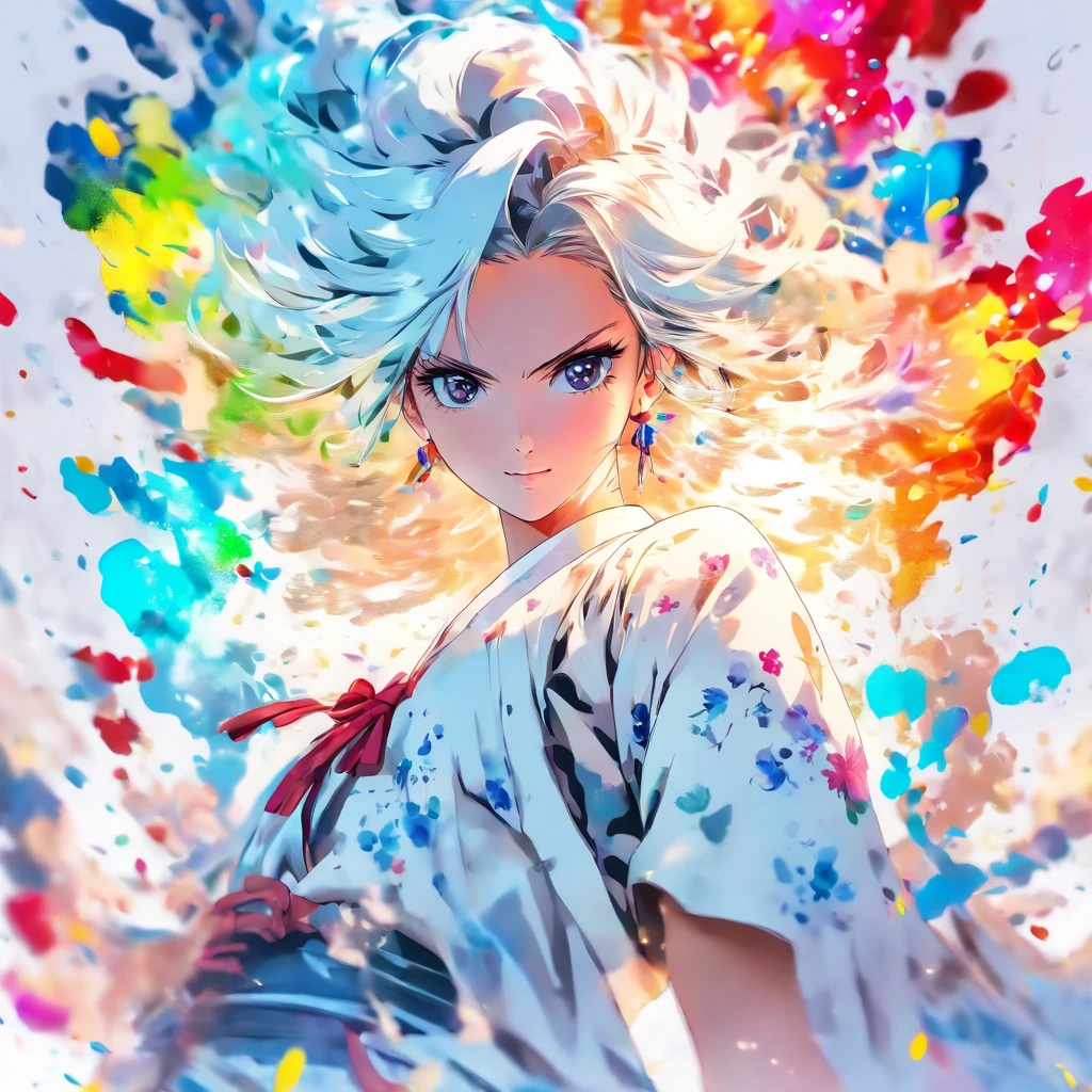 stechu,(white background:1.4), ((tachi-e)), original,(illustration:1.1),(best quality),(masterpiece:1.1),(extremely detailed CG unity 8k wallpaper:1.1), (colorful:0.9),(panorama shot:1.4),(solo:1.2), (ink splashing),(color splashing),((watercolor)), clear sharp focus,{ 1girl standing },((korean style )),flower background,outdoors,rocks, looking at viewer, make happy expressions,soft smile,pure,beautyfull detailed face and eyes,beautyfull intricacy clothing decorative pattern details, black hair,black eyes,colorwater