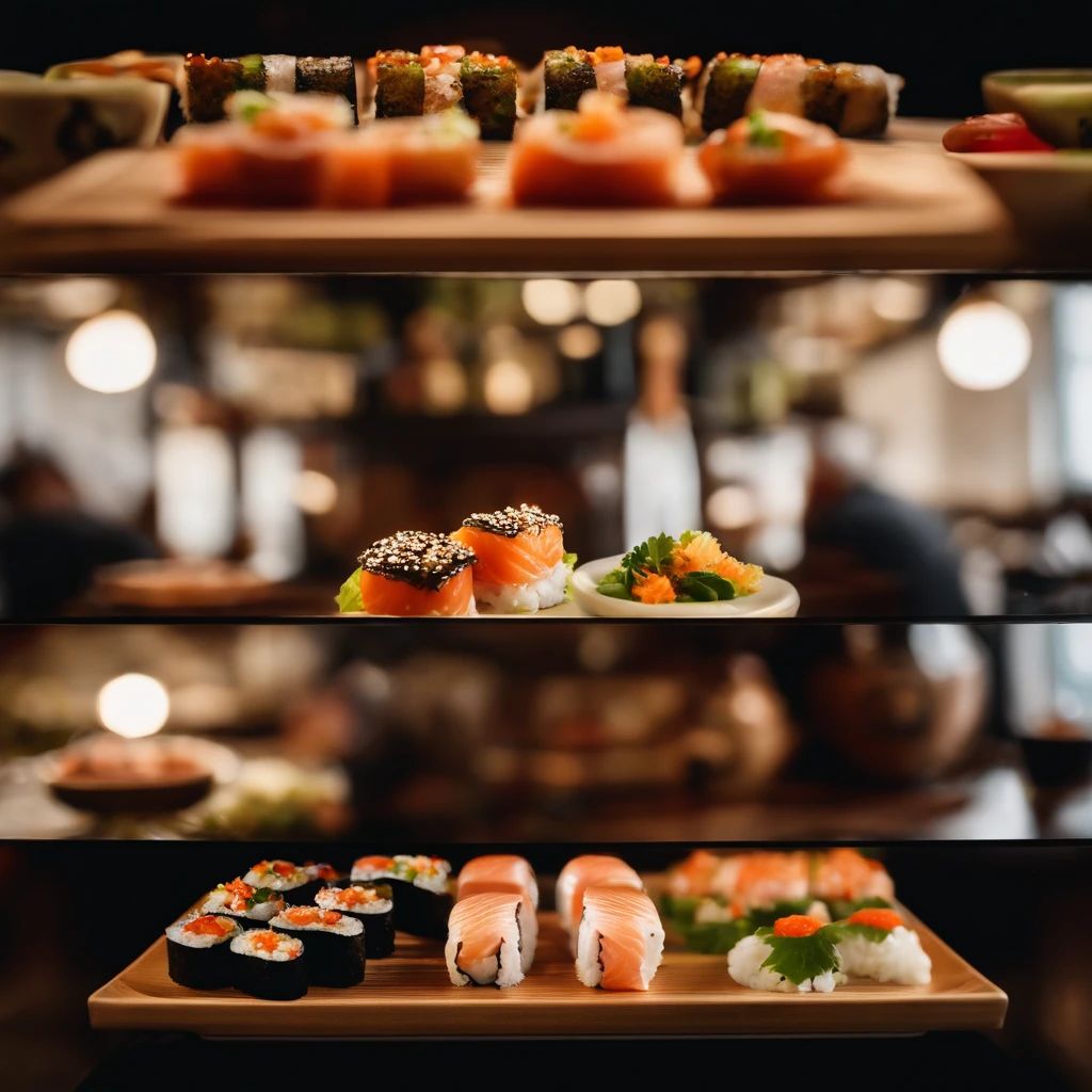 sushi,Juicy,delicacy,thermography,promo photo,Complicated details,hdr,The is very detailed,Diffuse reflections illuminate ultra-detail, (Complexity, detail, Ultra detail super-detailing), Cinematic, Hyperrealistic