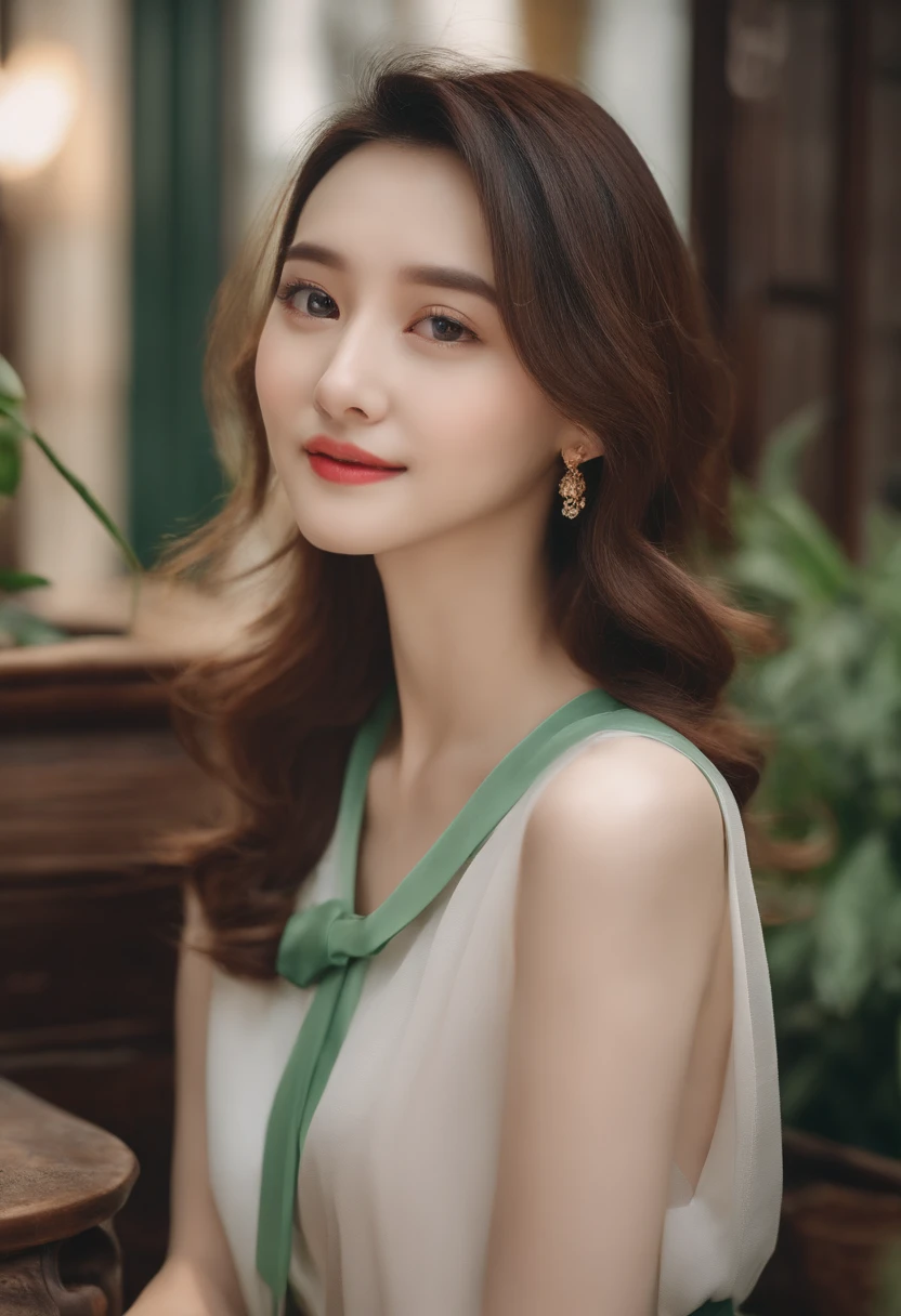 There is one with glasses on his head,Woman with green blouse, 8k selfie photograph, 2 8 years old, 2 7 years old, dilraba dilmurat, 2 9 years old, cute delicate face, xintong chen, 3 2 - year - old, 38 years old, Yoshitomo Nara, wenfei ye