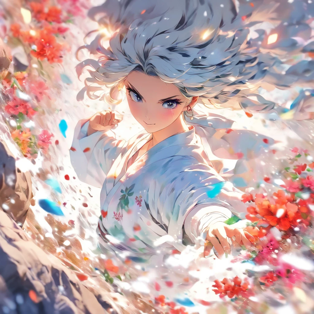 stechu,(white background:1.4), ((tachi-e)), original,(illustration:1.1),(best quality),(masterpiece:1.1),(extremely detailed CG unity 8k wallpaper:1.1), (colorful:0.9),(panorama shot:1.4),(solo:1.2), (ink splashing),(color splashing),((watercolor)), clear sharp focus,{ 1girl standing },((korean style )),flower background,outdoors,rocks, looking at viewer, make happy expressions,soft smile,pure,beautyfull detailed face and eyes,beautyfull intricacy clothing decorative pattern details, black hair,black eyes,colorwater