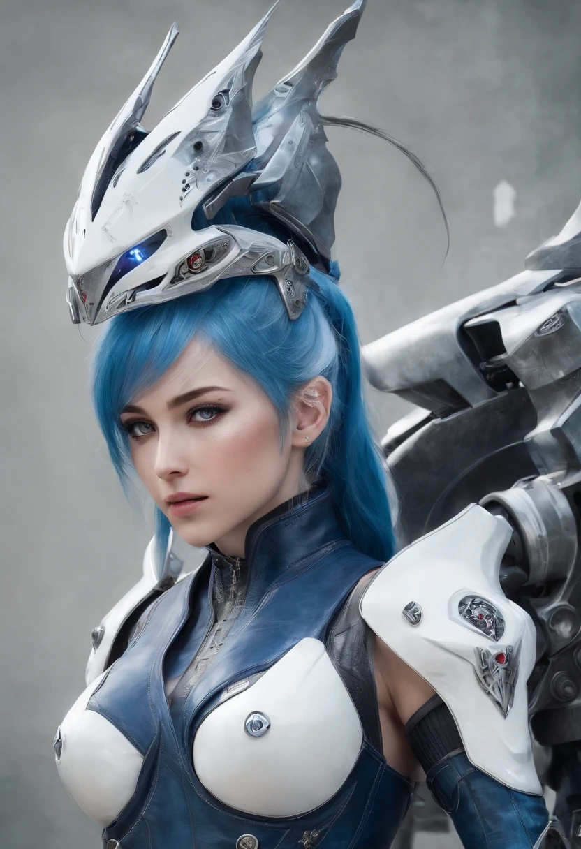 Cirilla Fiona Elen Riannon,Highest image quality,Outstanding details,超高分辨率,(Fidelity:1.4), Favor the details,closeup cleavage,bow and arrows,High-tech dragon knight mech,He has a delicate and beautiful face,((Blue-white flying semi-mechanical fuselage:1.8)),Raised sexy,frontage,cyber punk perssonage,Futuristic,mechanically aesthetic,Virtual Engine 5,Perfect detail rendering,rendering by octane,hyper HD