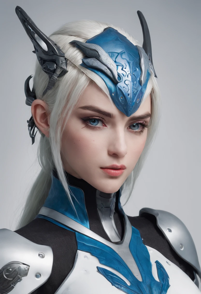 Cirilla Fiona Elen Riannon，Highest image quality，Outstanding details，超高分辨率，（Fidelity：1.4）, Favor the details，closeup cleavage，katana swords，High-tech dragon knight mech，He has a delicate and beautiful face，（（Blue-white flying semi-mechanical fuselage：1.8）），Raised sexy，frontage，cyber punk perssonage，Futuristic，mechanically aesthetic，Virtual Engine 5，Perfect detail rendering，rendering by octane，hyper HD