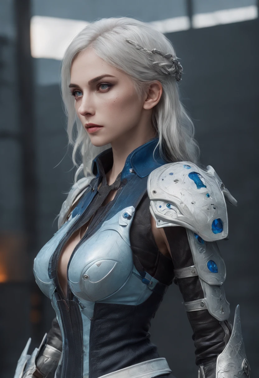 Cirilla Fiona Elen Riannon,Highest image quality,Outstanding details,超高分辨率,(Fidelity:1.4), Favor the details,closeup cleavage,katana swords,High-tech dragon knight mech,He has a delicate and beautiful face,((Blue-white flying semi-mechanical fuselage:1.8)),Raised sexy,frontage,cyber punk perssonage,Futuristic,mechanically aesthetic,Virtual Engine 5,Perfect detail rendering,rendering by octane,hyper HD