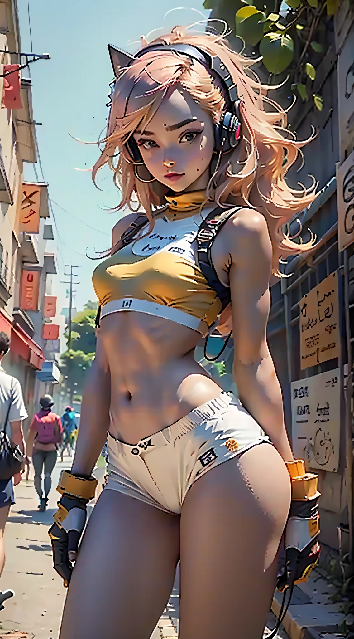 The female body defines the golden body proportions,Short underwear,Headsets