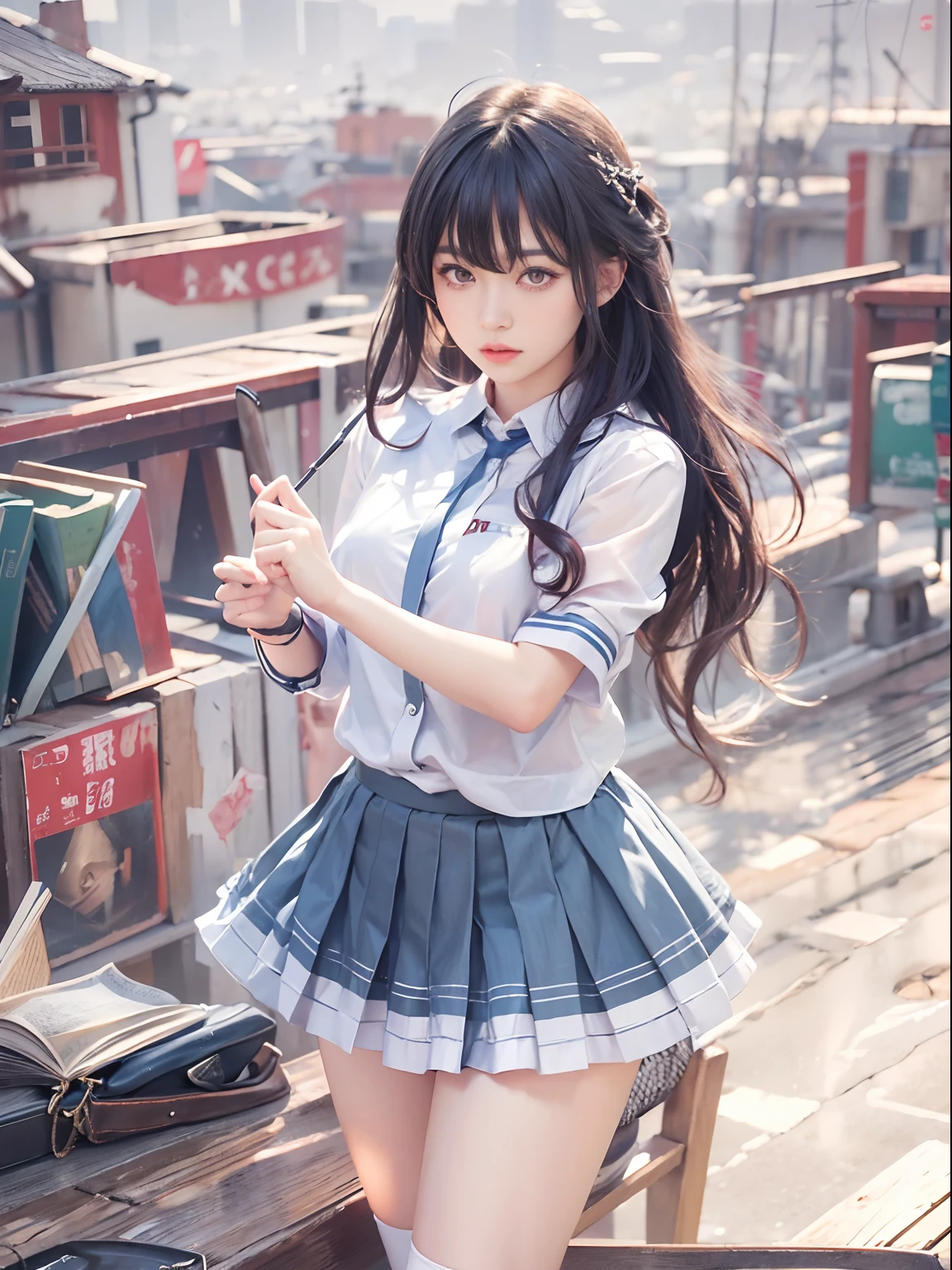 retinas, masutepiece, ccurate, Anatomically correct, Textured skin, Super detail, High details, High quality, awardwinning, Best quality, A high resolution, Close up of girl in 8k dress and shirt, loose coat collar sailor uniform, thin head,Magical school student uniform, japanese girl school uniform, , Cute dress, katelynn mini cute style, dressed with long fluent clothes, school uniform, magic school uniform, Black and white clothes, trendy dress, school girl in gothic dress, black quick, elegant clothes,((small tits,Thin leg,skinny thigh)),Slim figure,extremely detailed eye and face、beatiful detailed eyes,Beautiful skins,finedetail、Very smooth hair,detailed hairs,Very fine hair,Young and shiny hair,(Knee-length skirt:1.7),((skirt rift:1.6)),1girl in,small tits,Thin leg,独奏,Wearing underwear,petty face,Realistic Facial Expression,(Face feelings:1.6),Enchanted,Nasty look,(O-shaped surfaces:1.4),Functional,Milky skin,Soft lips,RAW photo,loving expression,Shyness,Longing for love,Sexual attraction of girls,Sexy smell,Cool makeup,low brow、Whitening effect,Very soft lighting,Suitable for the student's background,Structure in love movie style,Tragic love,((ephemeral girl)),