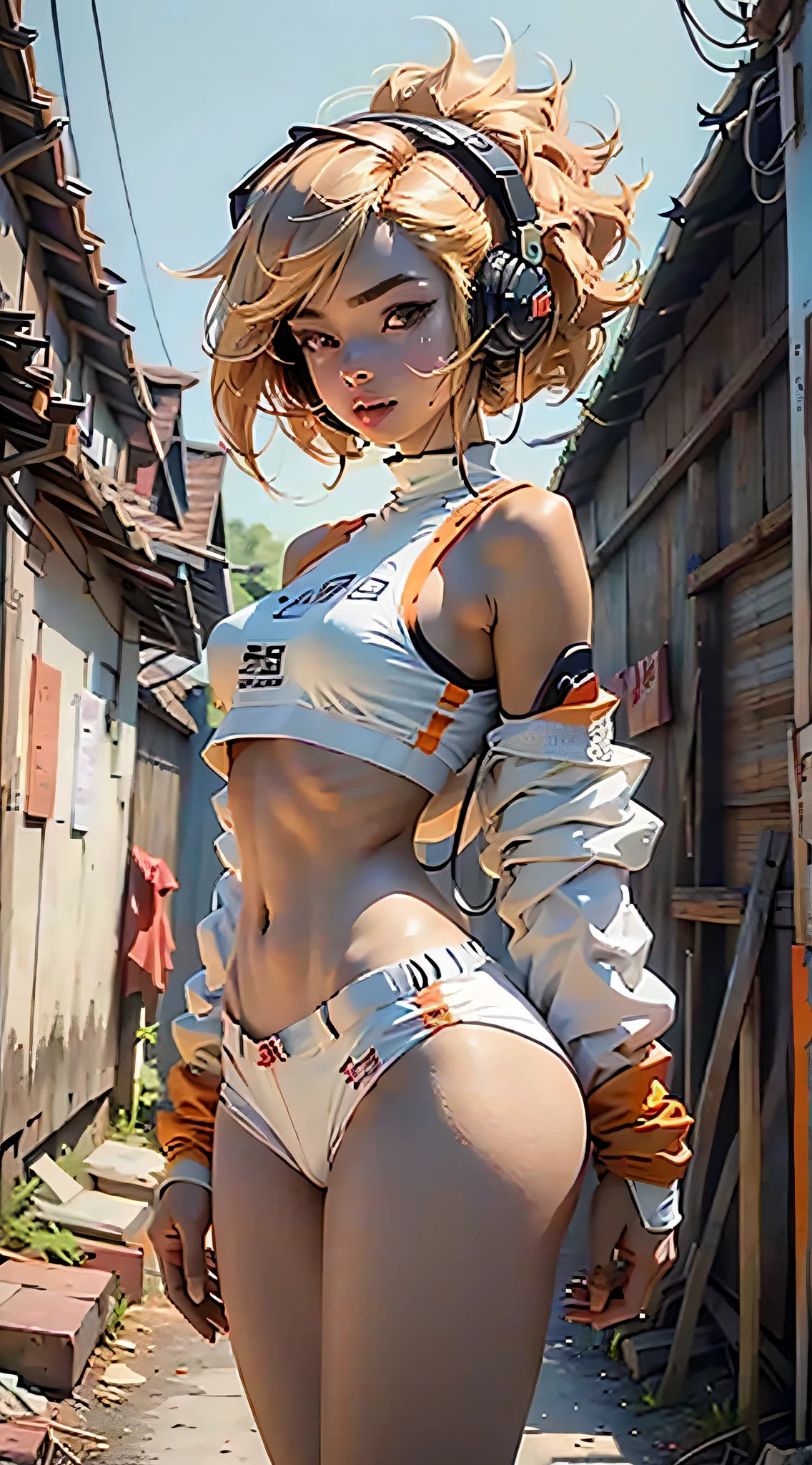 The female body defines the golden body proportions,Short underwear,Headsets