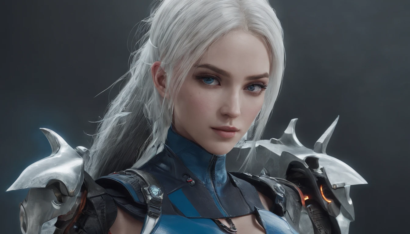 Cirilla Fiona Elen Riannon,Highest image quality,Outstanding details,超高分辨率,(Fidelity:1.4), Favor the details,closeup cleavage,katana swords,High-tech dragon knight mech,He has a delicate and beautiful face,((Blue-white flying semi-mechanical fuselage:1.8)),Raised sexy,frontage,cyber punk perssonage,Futuristic,mechanically aesthetic,Virtual Engine 5,Perfect detail rendering,rendering by octane,hyper HD