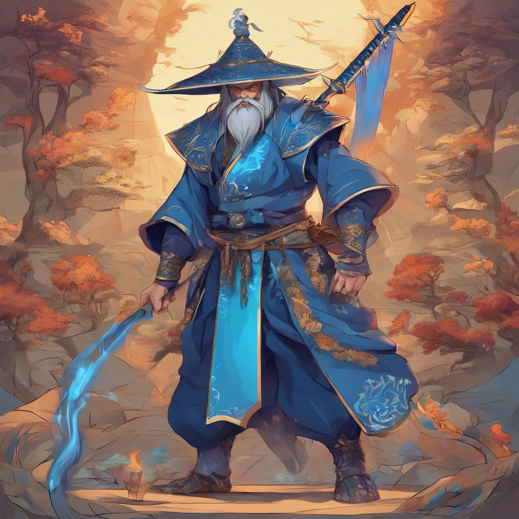masutepiece, Best Quality, ((Armed with swords and shields))、Countless basketballs float inside, Basketball court、Gymnasium, Blue-haired、so short hair、((Costumes are heroes))、((Wearing a blue cloak))、Very strong body、Handsome men、Samurai、 Solo、There is a praying mantis, Evil painting style, hight resolution, ,,, Delicate three-dimensional blue flame demon face, beard, Wearing a hat, anger expression, Perfect body proportions, caftan, Black and white robes, The scabbard hangs from the waist, Handsome, 7 Doppelgangers have unobstructed vision, standing on your feet, （White background：1.3）, sword holding, He was holding a wide and heavy long knife in his hand。。。。。。。。。。。。。。。。。。。。。。。。。。。。, Face the lens, （Blackn clothes：0.8）, high detailing, masutepiece, ccurate, Anatomically correct, Textured skin