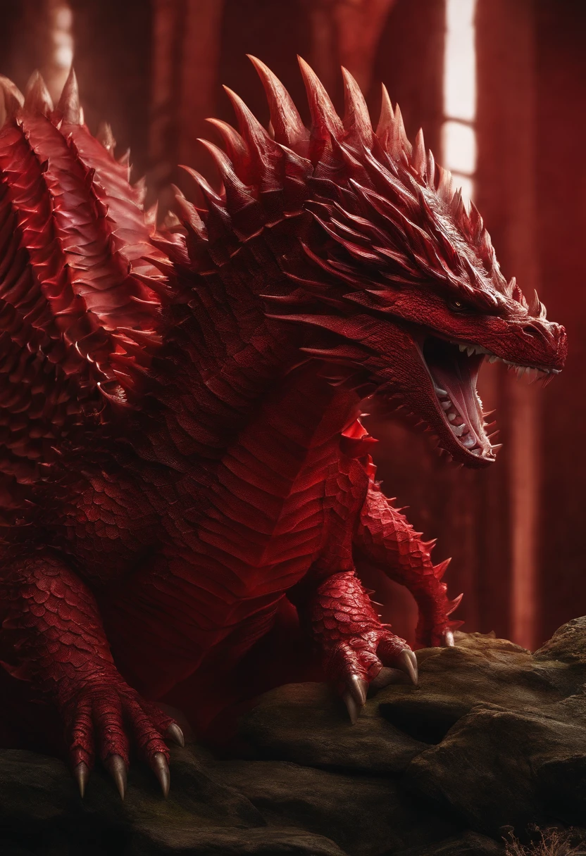 Red Lotus Godzilla,Spiked dorsal armor,salama,laser,delicate picture