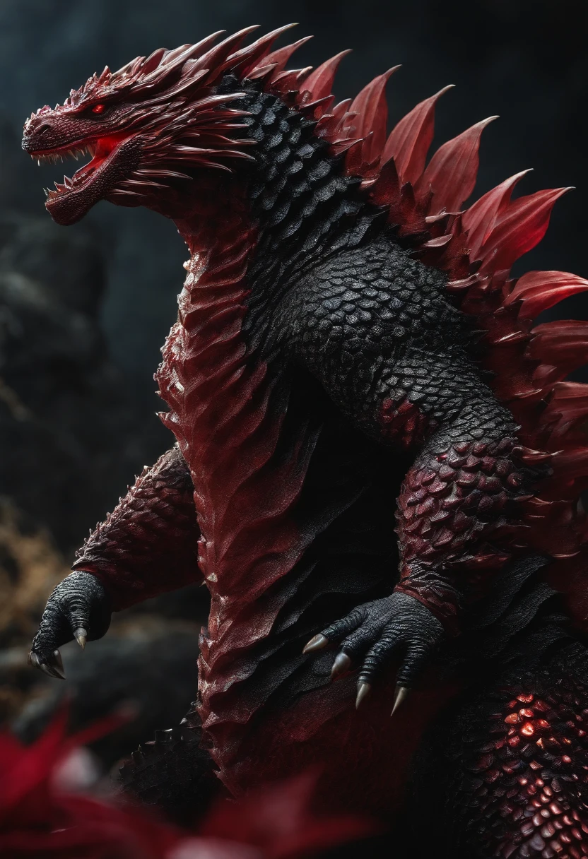 Red Lotus Godzilla,Spiked dorsal armor,salama,laser,delicate picture
