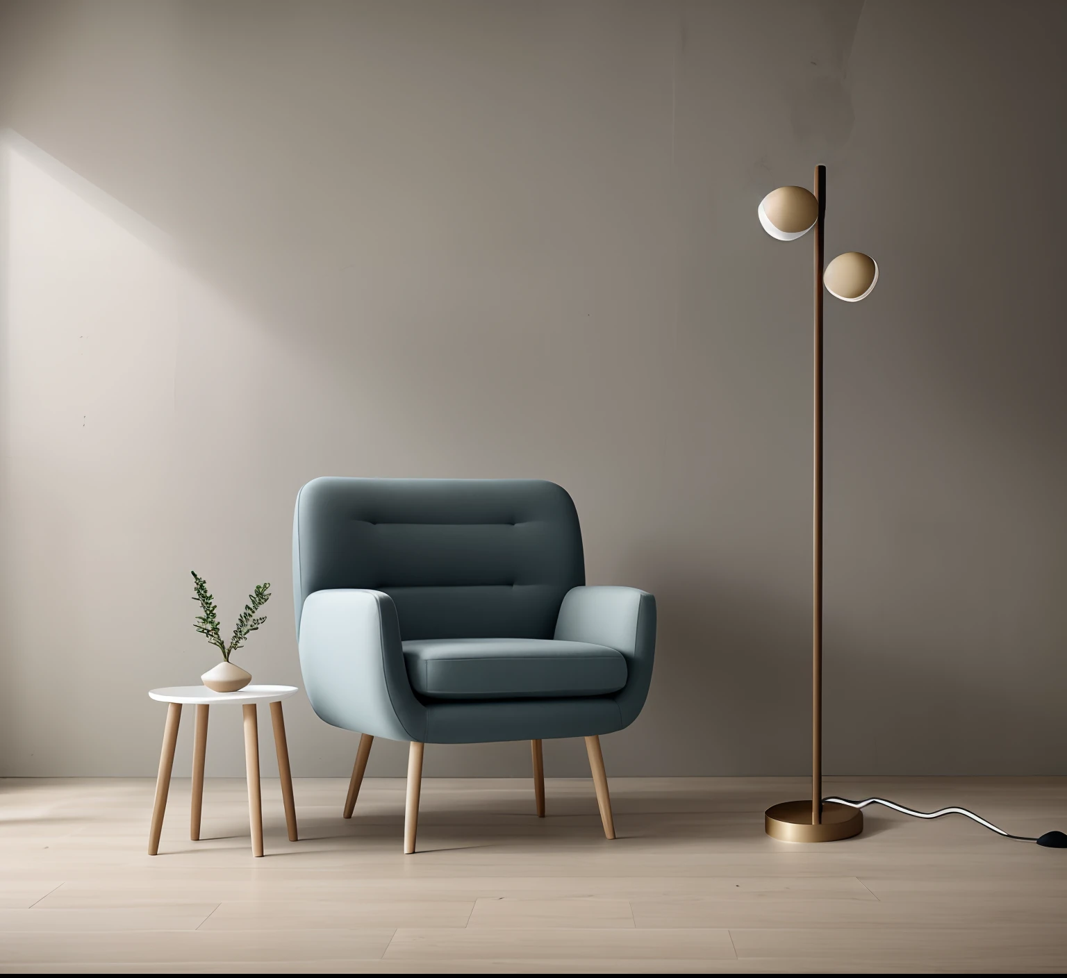 Modern minimalist style living room, Color-block fabric sofa, coffee table,Floor lamp, Photorealistic, Best quality, Masterpiece, High definition, photographed, professional, 4K, Highly detailed