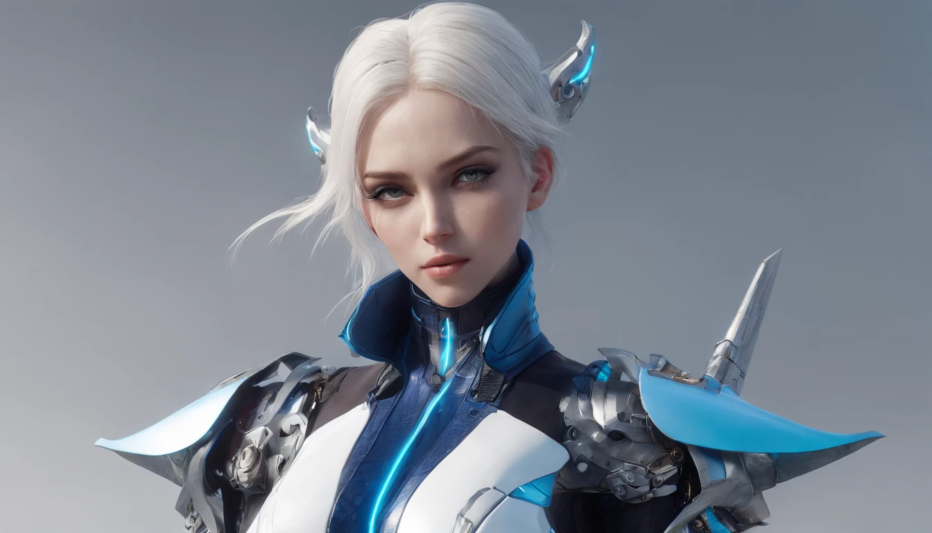 Cirilla Fiona Elen Riannon，Highest image quality，Outstanding details，超高分辨率，（Fidelity：1.4）, Favor the details，closeup cleavage，Ride a dragon，High-tech dragon knight mech，He has a delicate and beautiful face，（（Blue-white flying semi-mechanical fuselage：1.8）），Raised sexy，frontage，cyber punk perssonage，Futuristic，mechanically aesthetic，Virtual Engine 5，Perfect detail rendering，rendering by octane，hyper HD