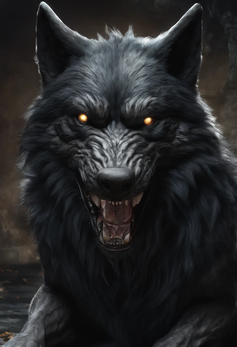 werewolf gigantic black humanoid wolf.