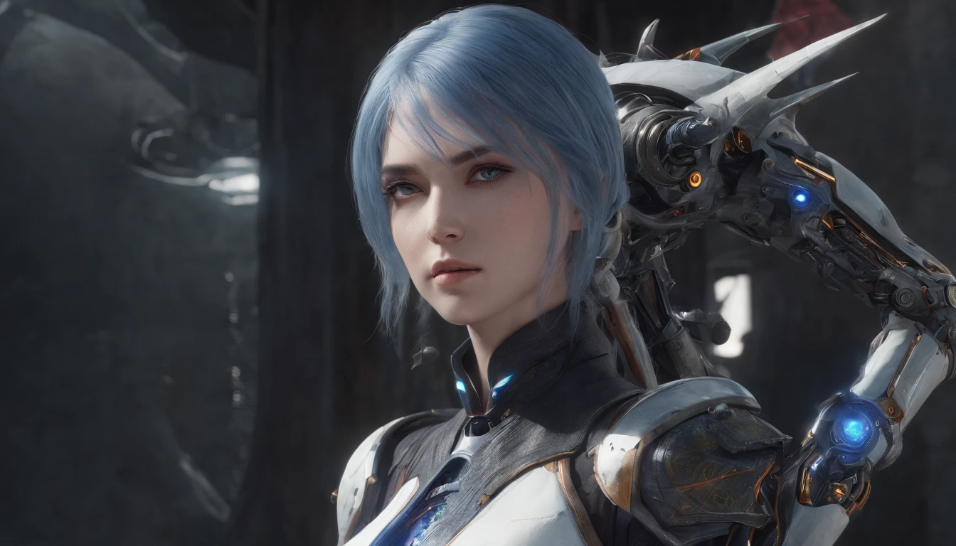 Cirilla Fiona Elen Riannon，Highest image quality，Outstanding details，超高分辨率，（Fidelity：1.4）, Favor the details，closeup cleavage，Ride a dragon，High-tech dragon knight mech，He has a delicate and beautiful face，（（Blue-white flying semi-mechanical fuselage：1.8）），Raised sexy，frontage，cyber punk perssonage，Futuristic，mechanically aesthetic，Virtual Engine 5，Perfect detail rendering，rendering by octane，hyper HD