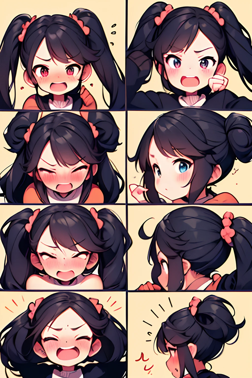 Cute girl avatar,Emoji pack, We look forward to your participation in Dconrt NyTwoTwotoosersesoteos ,(9 emojis,emoj (beret) gauges,Align arrangement),9 poses and expressions (grieves,astonishment,having fun,exhilarated,big laughter,Gentle anger,doubt,Touch your head,Sell moe,wait) ,Anthropomorphic style,Disney style,Black stroke,differentemotions,9 poses and expressions,8K