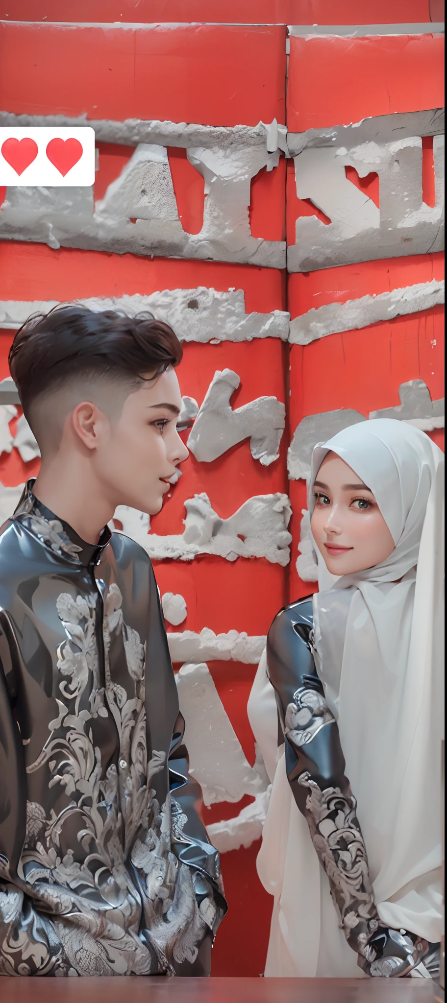 (1girl:1.3 solo), (1boy:1.3 solo)(1boy:1.3 solo)(Masterpiece, best quality, photorealistic, high resolution, photography, :1.3), very detailed, sharp focus, professional photo,1 girl in hijab, model, eyes and pupils are very detailed, realistic skin, smooth face, sensual gaze, shiny lips, BREAK,(latex reflection:1.3), (indoor, blurred background:1.25, simple background, dark room:1.2), (attractive pose, ((from bottom:1.25)), arms behind the back:1.37, looking down at the viewer:1.37)), ((realistic, super realistic, realism, realistic detail)), perfect anatomy, perfect proportions, bokeh, depth of field, very sharp image, (attractive emotions, seductive smile:1.2, happy:1.2, blushing:1.2, :d:1.2, :p:1.2) , 4 fingers and a thumb, perfect human hand, (viewer looks forward between his legs: 1.3 ),
INFORMATION