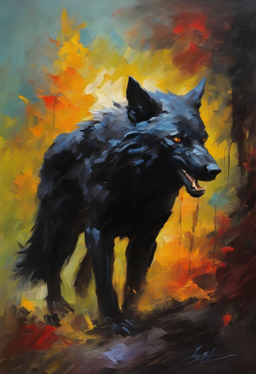 werewolf gigantic black humanoid wolf.