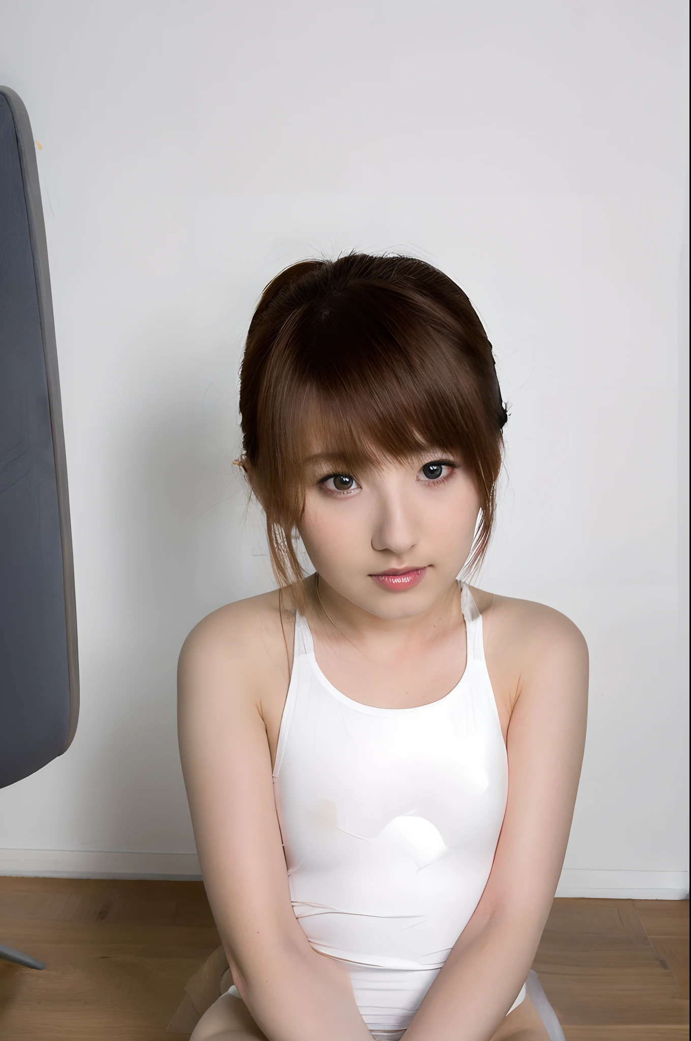 masterpiece,best quality,8k,realistic,solo,portrait,1girl,(white background)