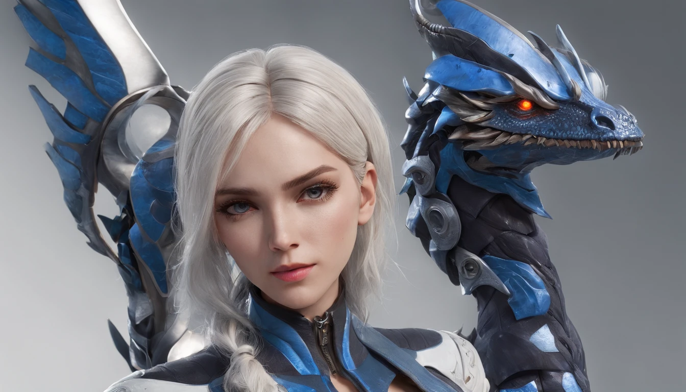 Cirilla Fiona Elen Riannon,Highest image quality,Outstanding details,超高分辨率,(Fidelity:1.4), Favor the details,closeup cleavage,Ride a dragon,High-tech dragon knight mech,He has a delicate and beautiful face,((Blue-white flying semi-mechanical fuselage:1.8)),Raised sexy,frontage,Cidade futuristica,mechanically aesthetic,Virtual Engine 5,Perfect detail rendering,rendering by octane,hyper HD