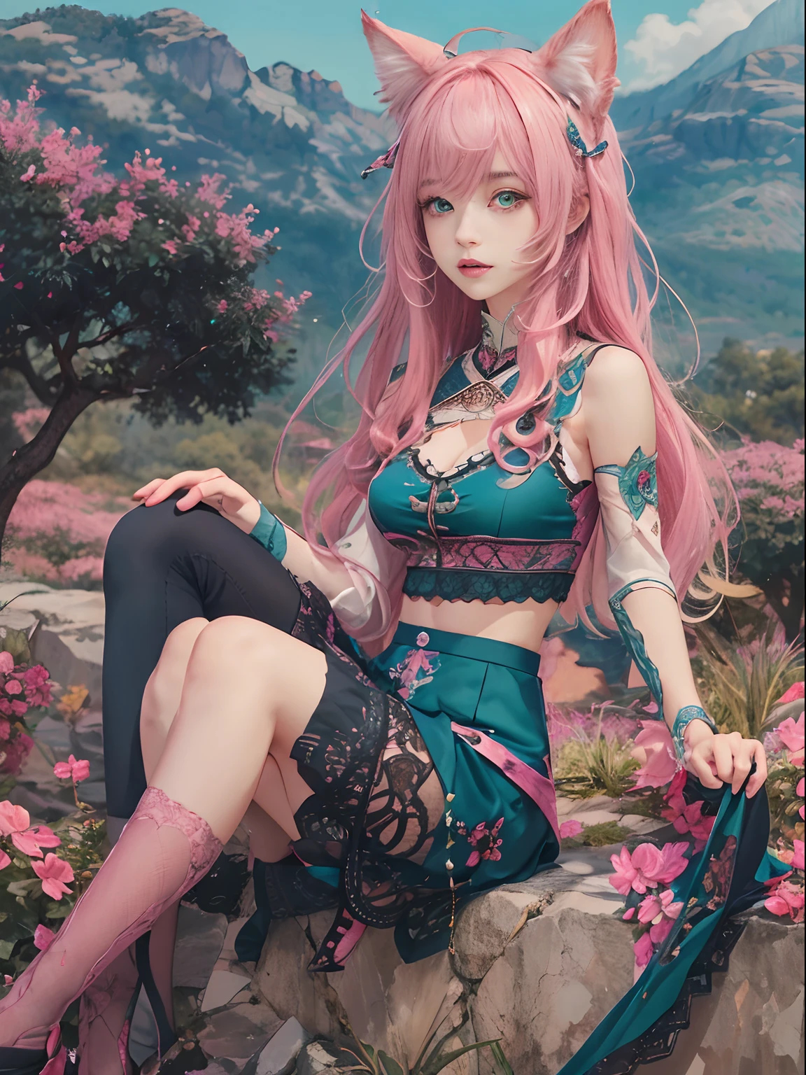Curing makes,a beauty girl,Bigchest,,Nipples,ace panties,Green snties are obvious,Hewand in his hand,A pink-haired,Clothes were mutilated and broken,Spread your legs,Slender legs,The background is the cave,darkly,terroral,poor light