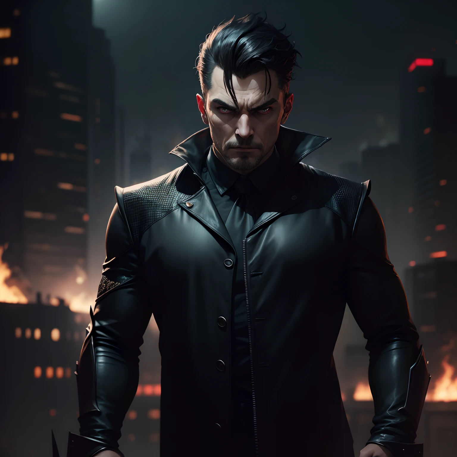 Remove background, cinematic background, villain look