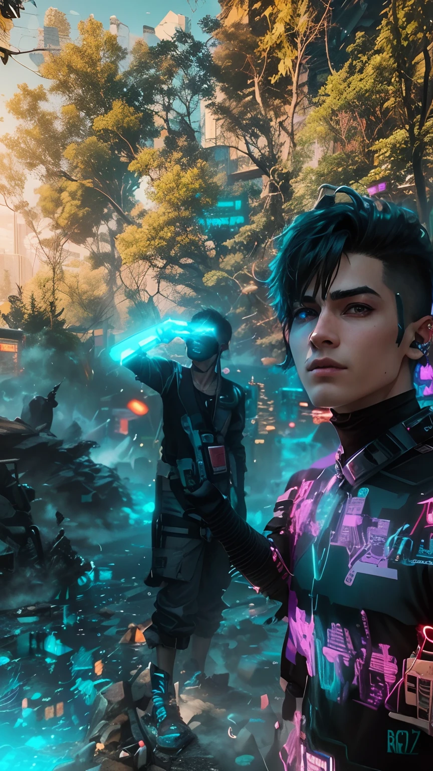 Cyberpunk handsome boy ultra real life