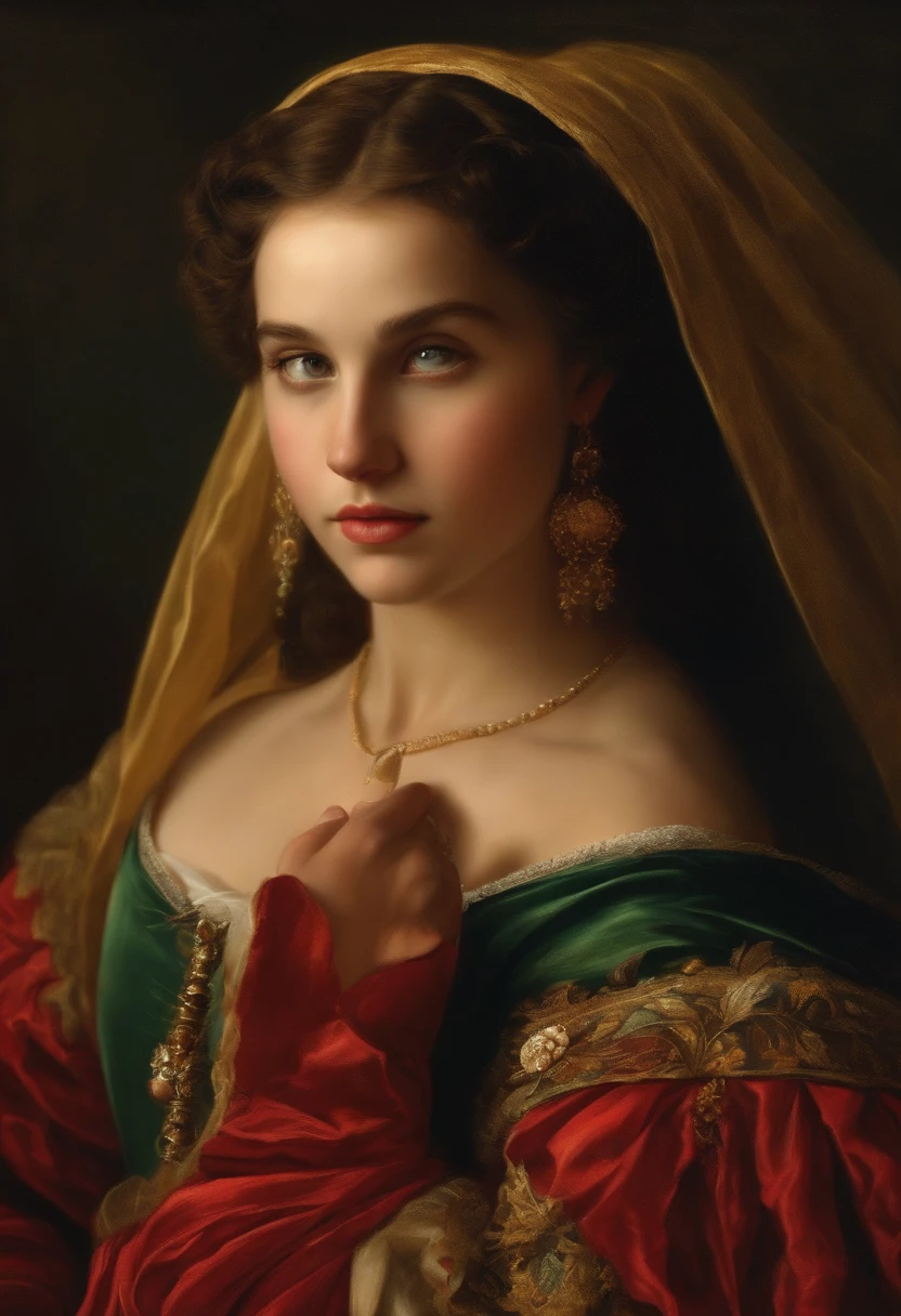 girl making her choice, perhaps through a heartfelt conversation or gesture. in 17 century