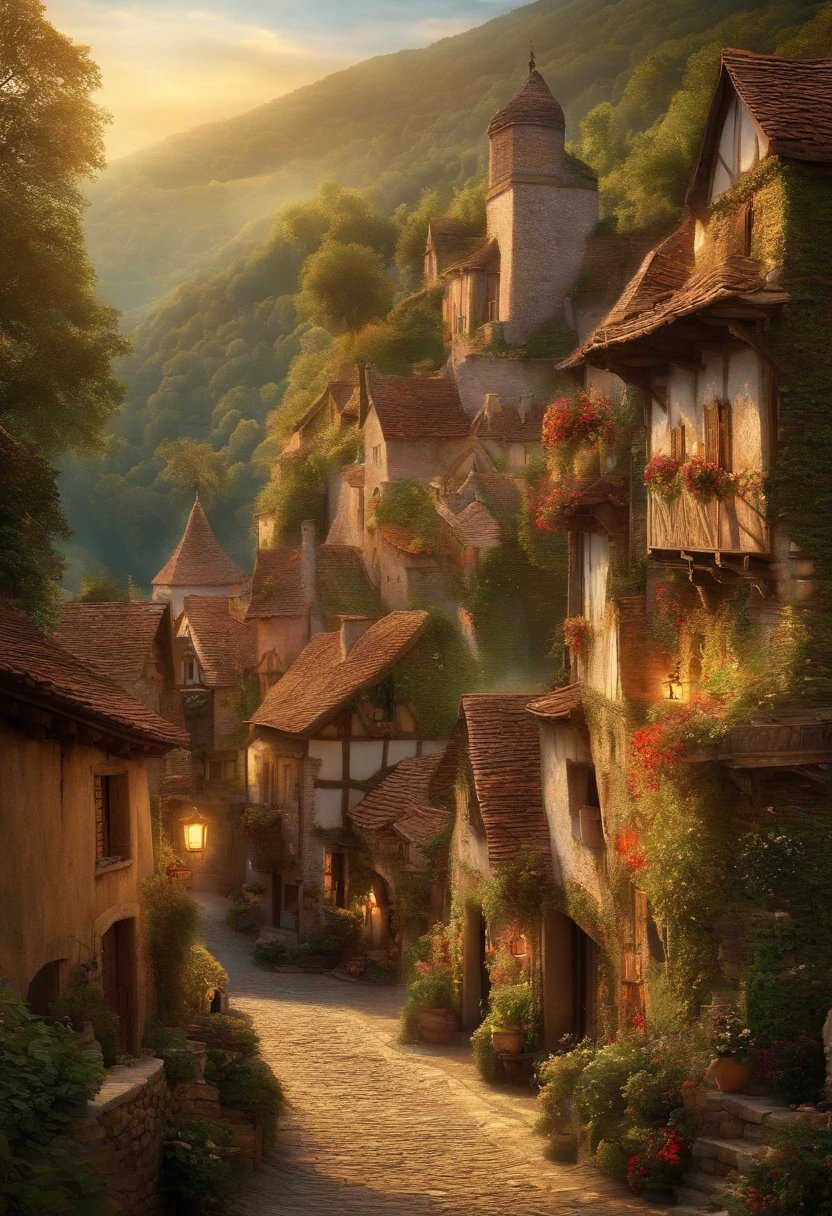 Montage showing the village transforming into a more enchanting place. in 17 century