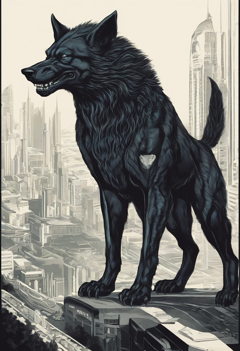 werewolf gigantic black humanoid wolf.