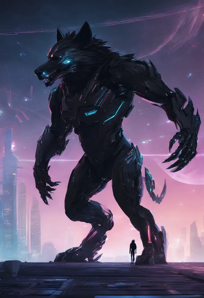 werewolf gigantic black humanoid wolf.