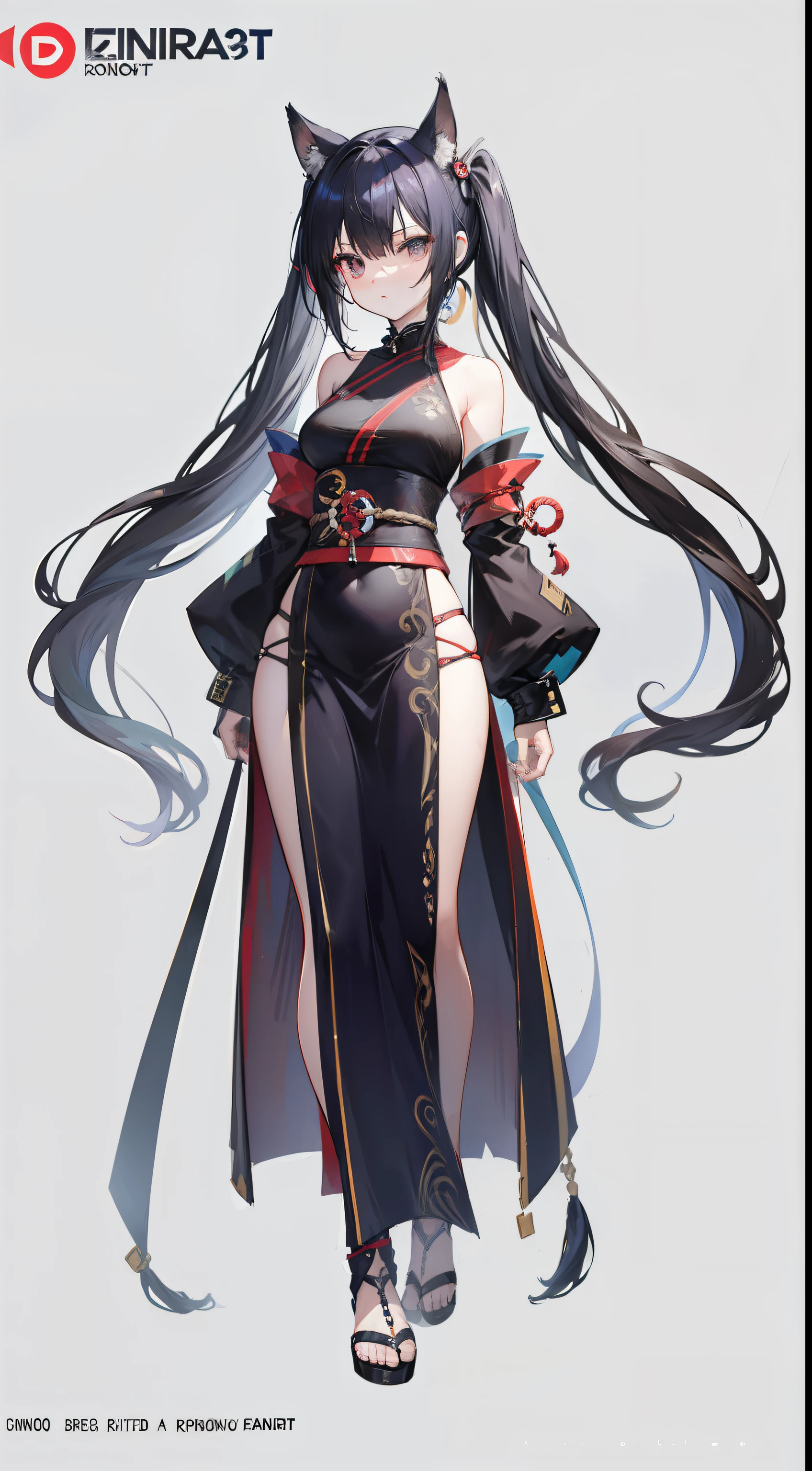 concept-art、erect through、ninjartist、komono、Front of camera、Shoulder out、poneyTail、Long slit skirt