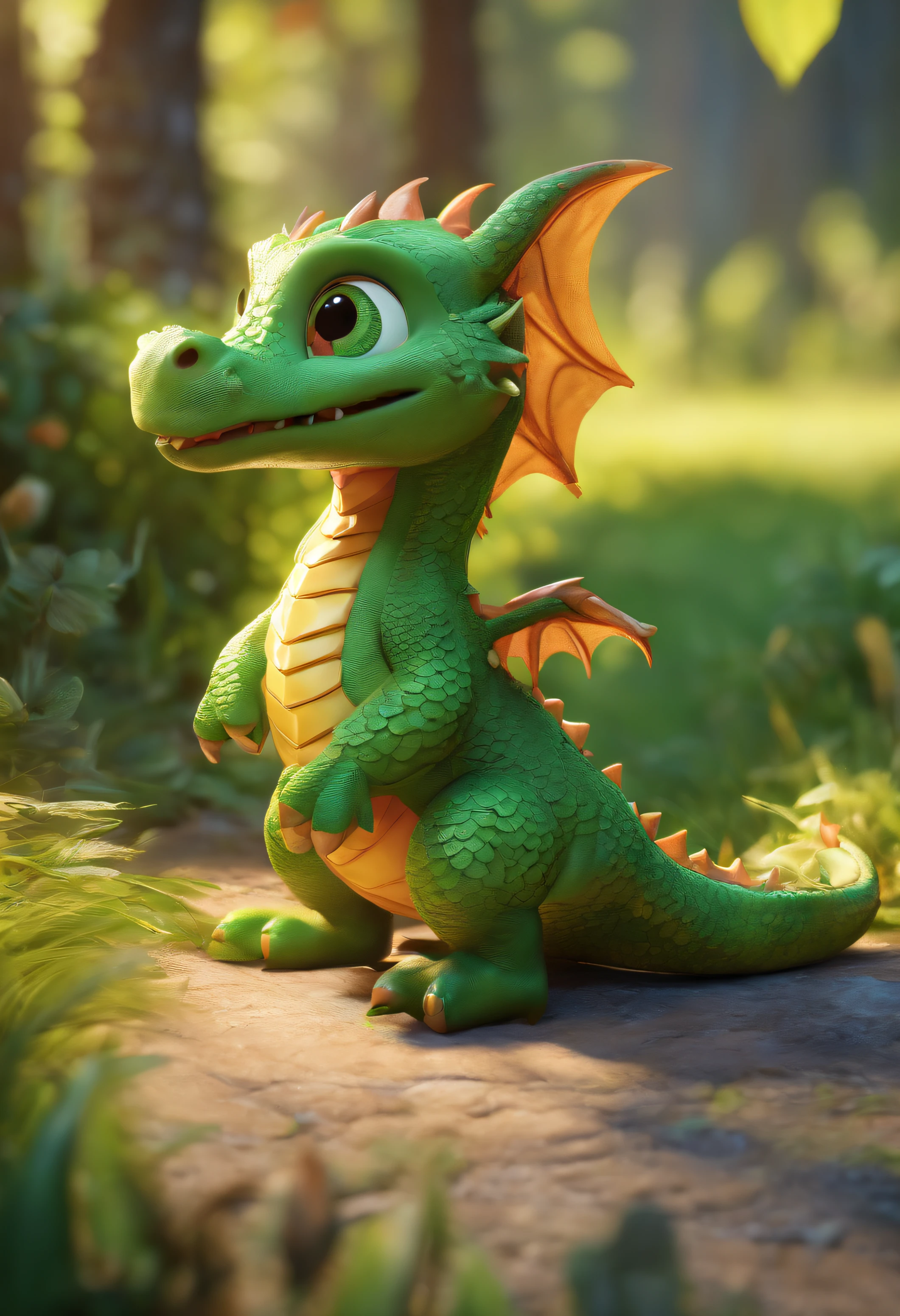 A close up of a green dragon sitting on a rock - SeaArt AI